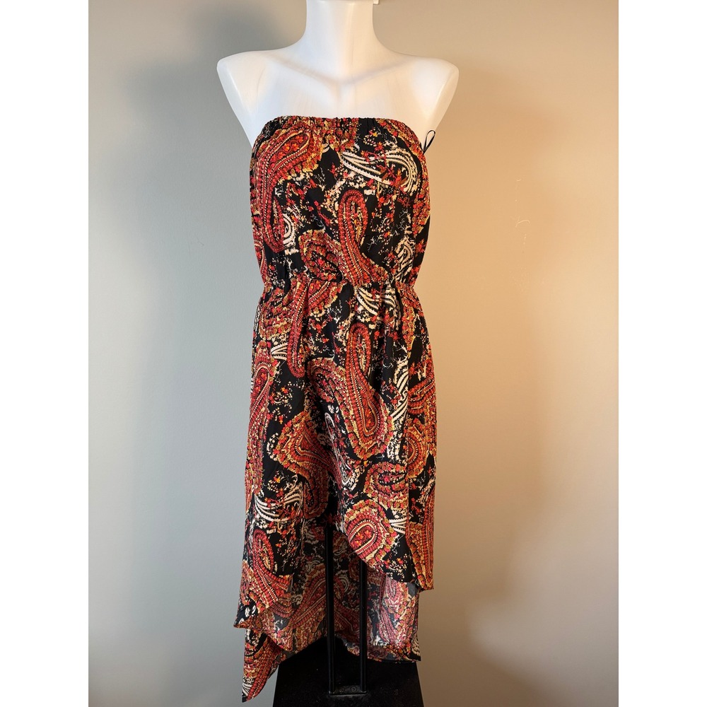 Ambiance Apparel Paisley Strapless High Low Maxi Lightweight Dress Womens Large
